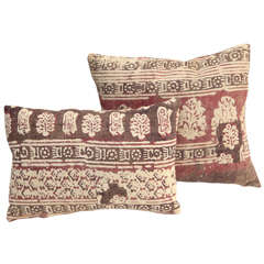 Antique Indian Resist Dyed Cotton Pillows