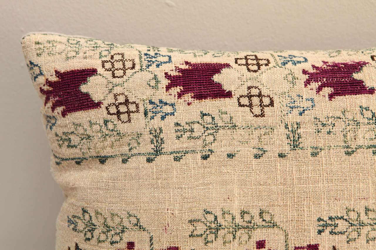 20th Century Antique Greek Island Embroidery Pillows