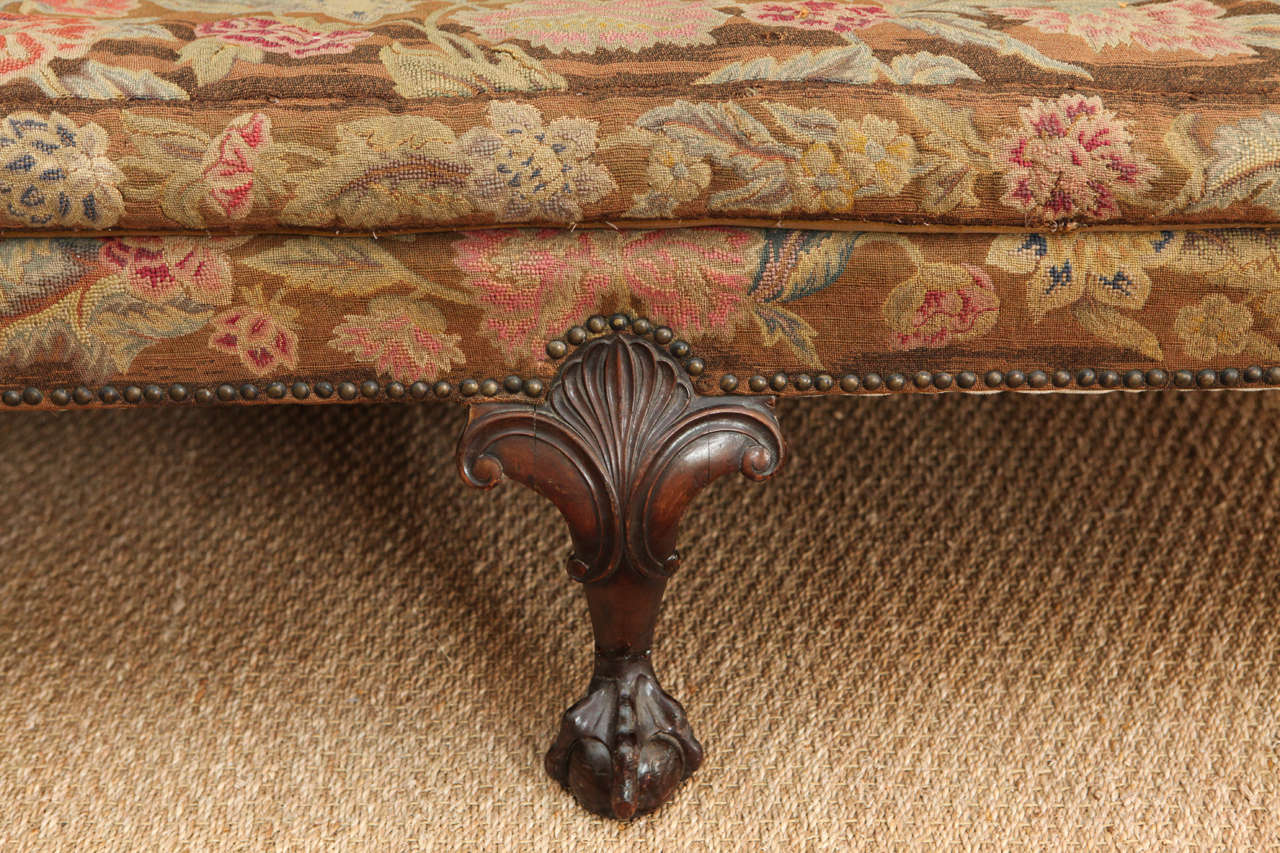 Wood 1920s Chippendale Style Settee with Needlepoint Upholstery For Sale