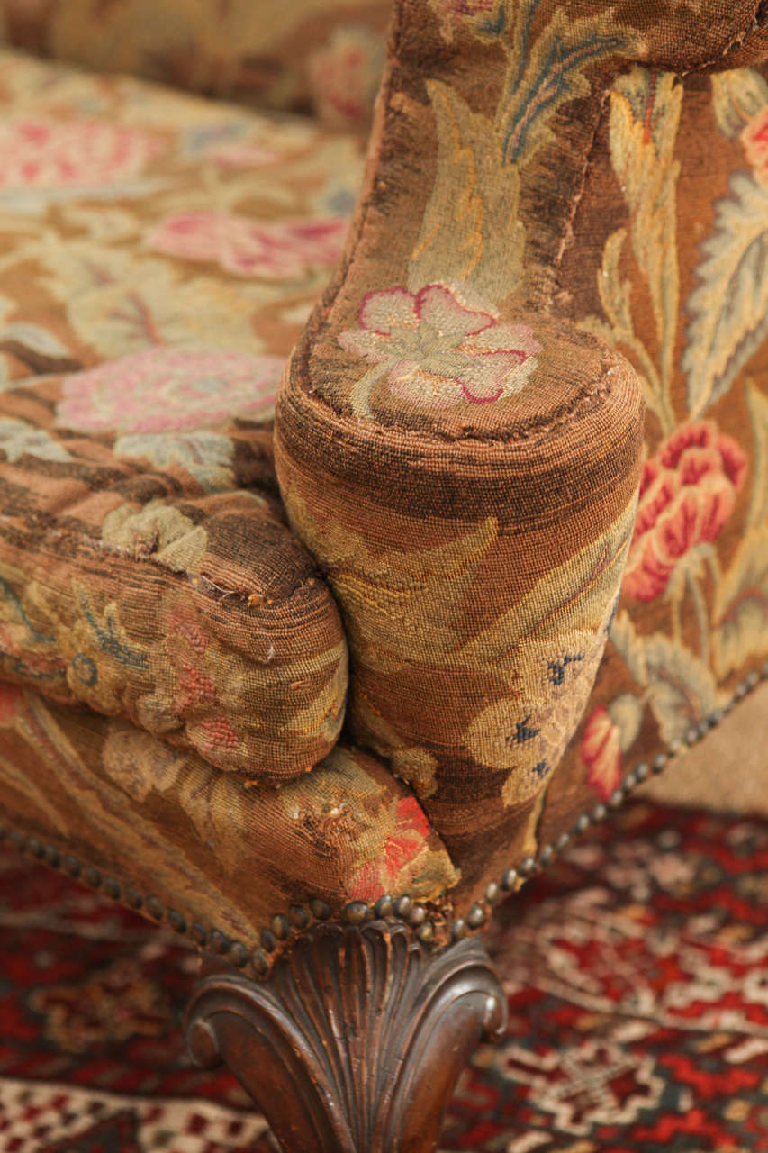 1920s Chippendale Style Settee with Needlepoint Upholstery For Sale 3