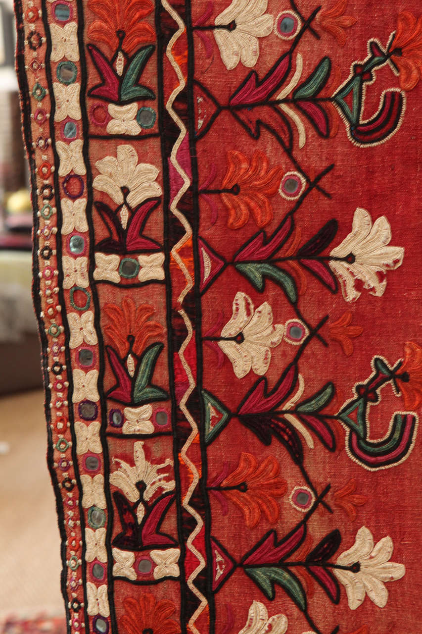 Gujarati Indian Embroidered Panel w/ Sheesha Mirrorwork 1