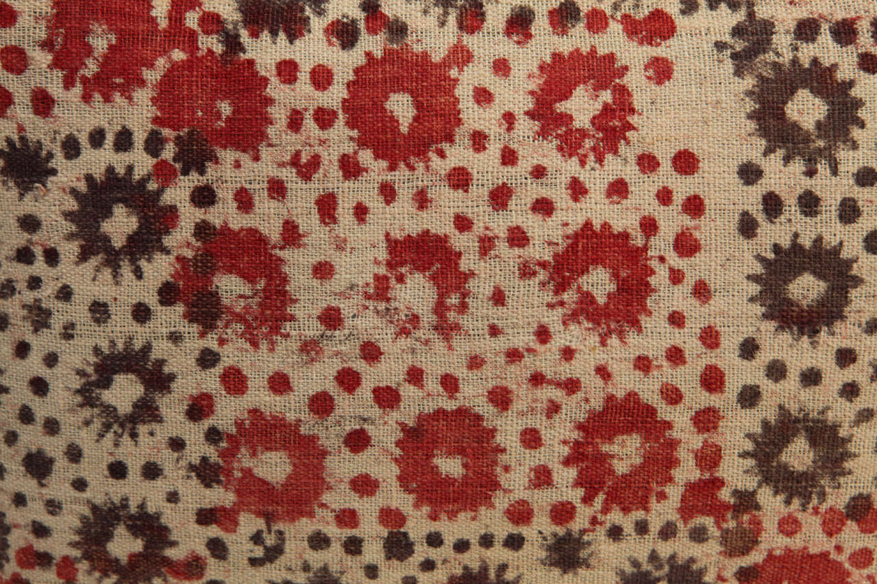 19th Century French Block Print Linen Pillows 1
