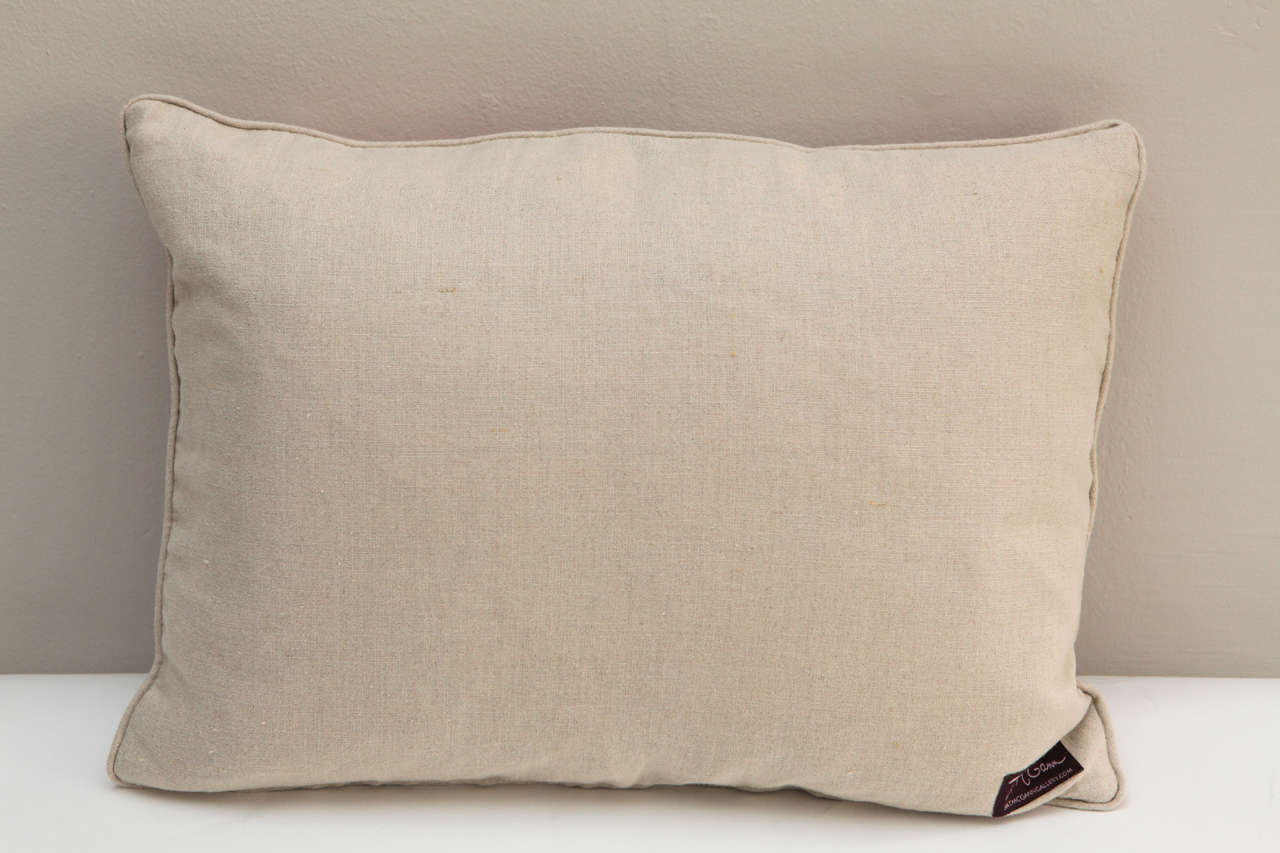 19th Century French Block Print Linen Pillows 3