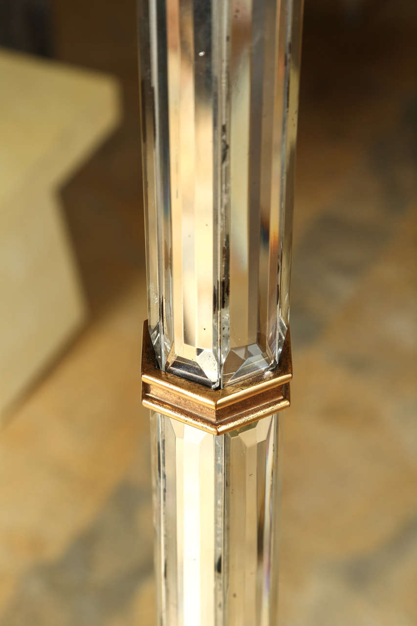 American Paul Marra Brass and Beveled Mirror Floor Lamp For Sale