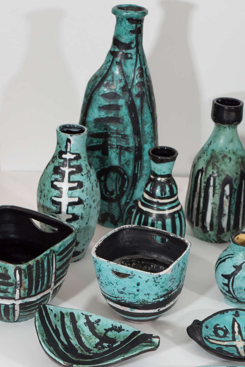 Mid-20th Century Turquoise Livia Gorka Ceramics