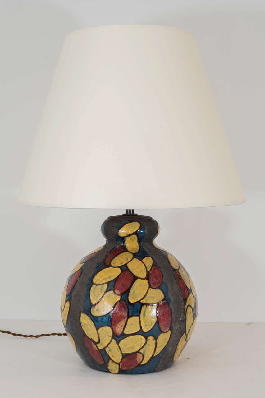 Red and Yellow Leaf Decorated Lamp