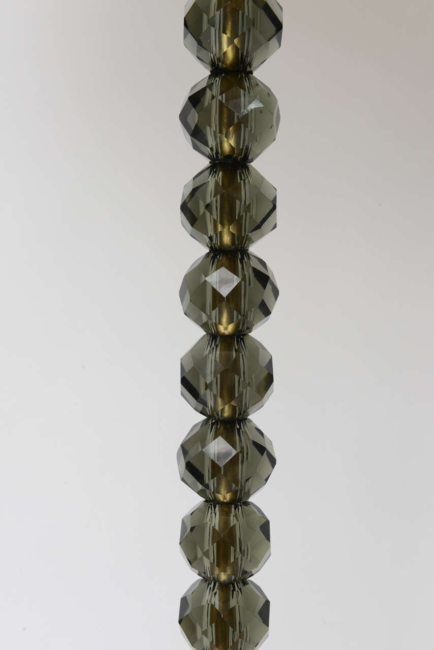 1950s Italian Faceted Smoke Crystal and Marble Floor Lamp In Good Condition In North Miami, FL