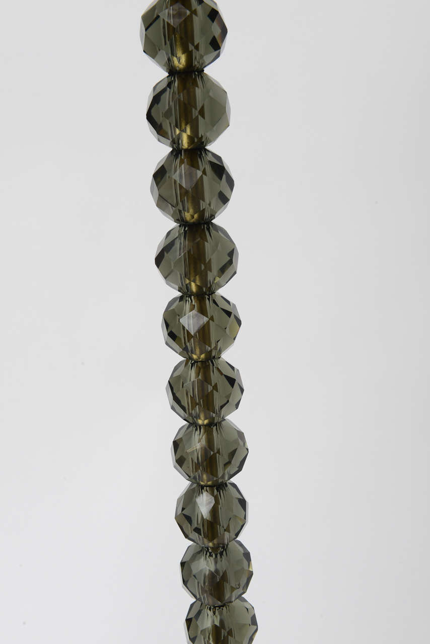 1950s Italian Faceted Smoke Crystal and Marble Floor Lamp 1