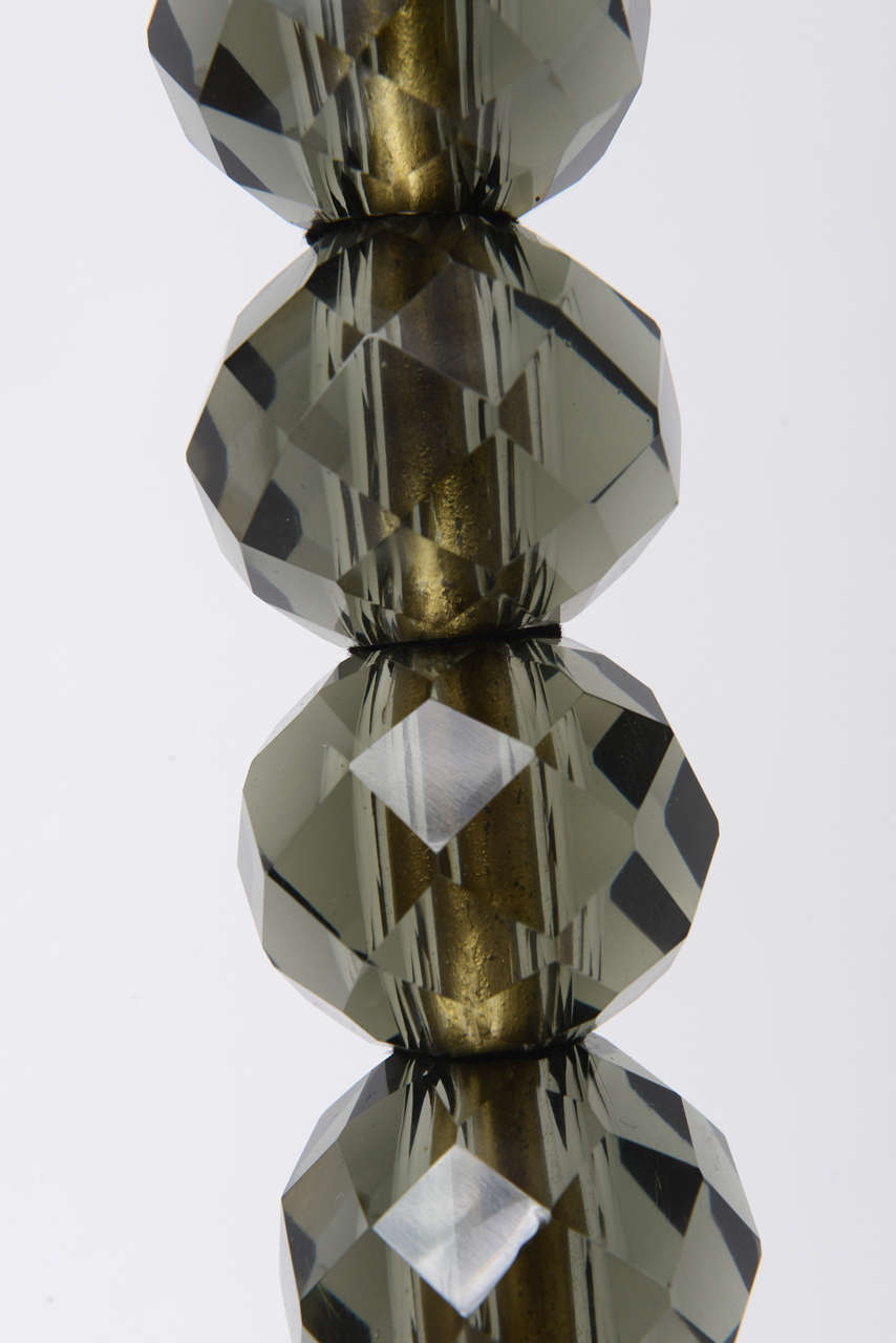 1950s Italian Faceted Smoke Crystal and Marble Floor Lamp 4