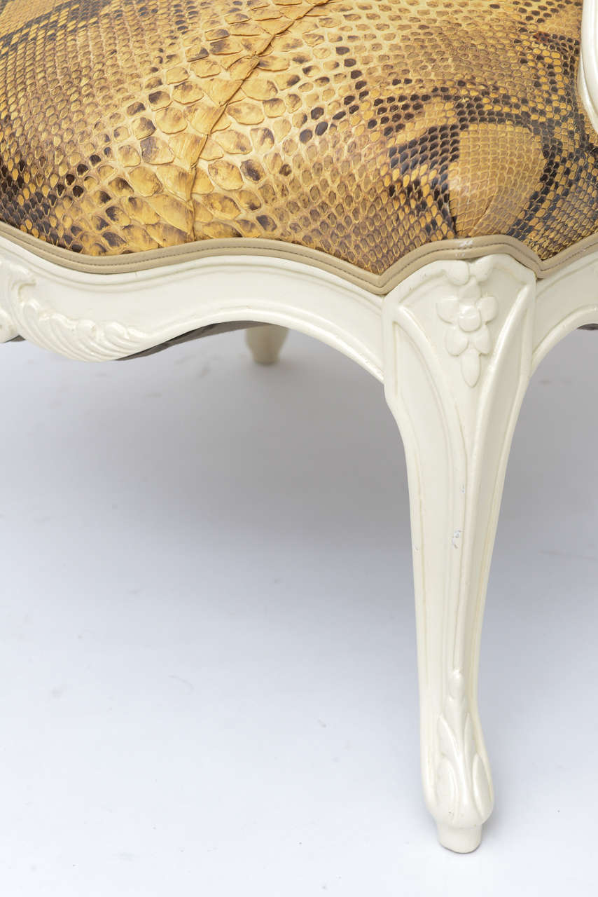 Lacquered Louis XV Style Chairs in Genuine Python 1