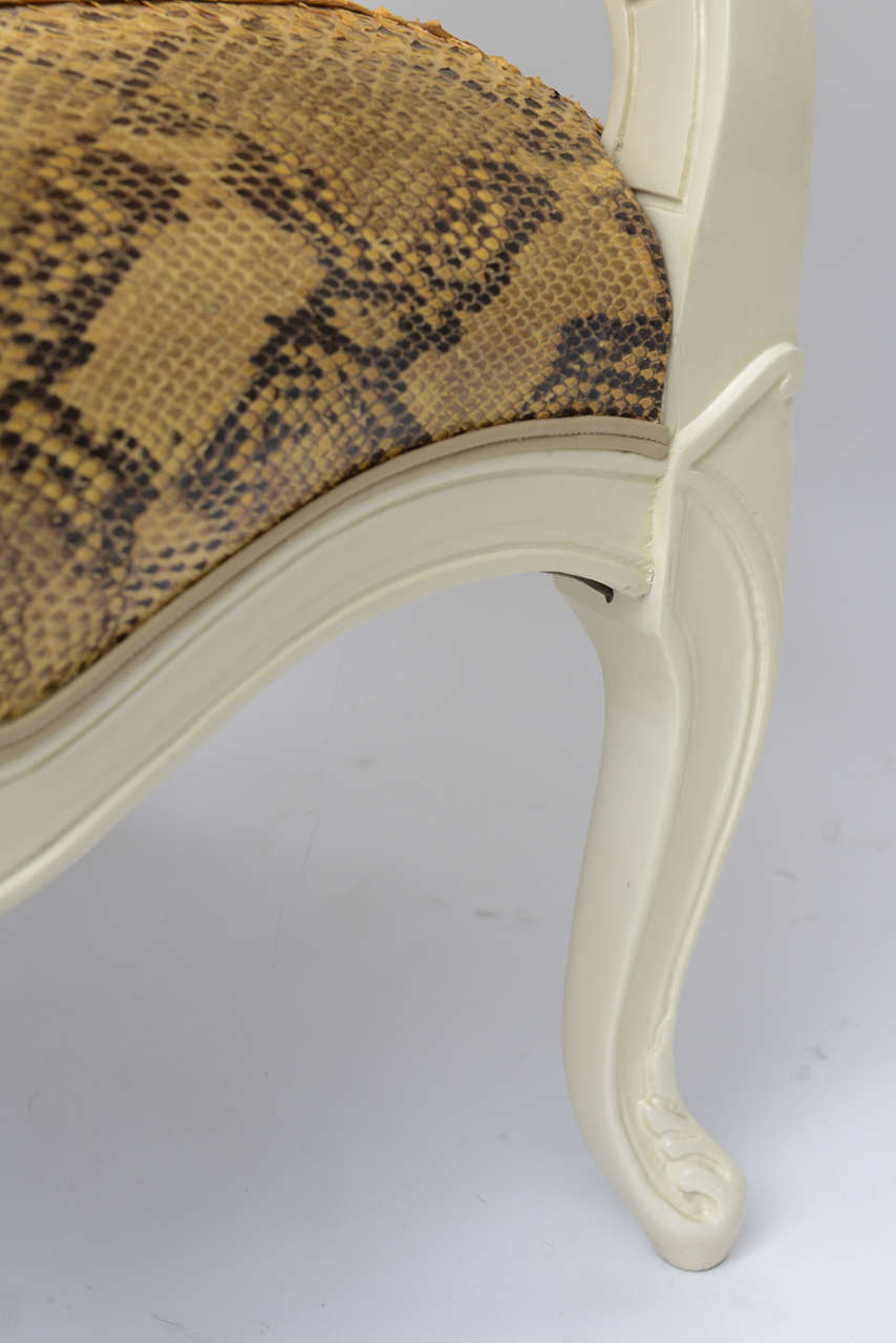 Lacquered Louis XV Style Chairs in Genuine Python 3