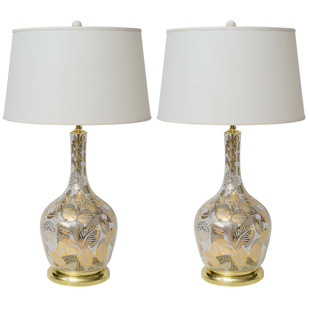 Pair of Midcentury Painted Glass Lamps