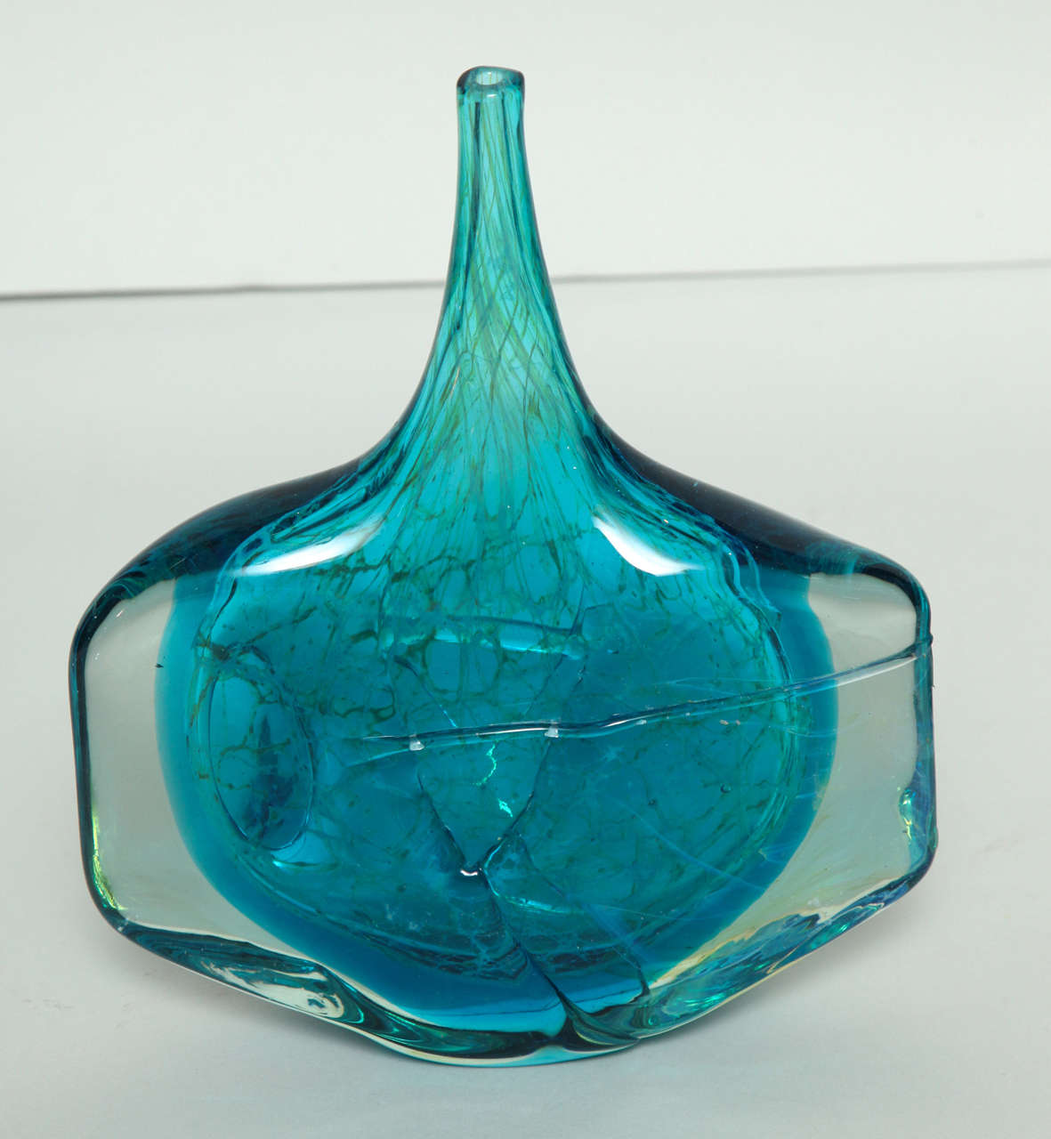 Verre Collection de vases en verre de studio bleus et verts en vente