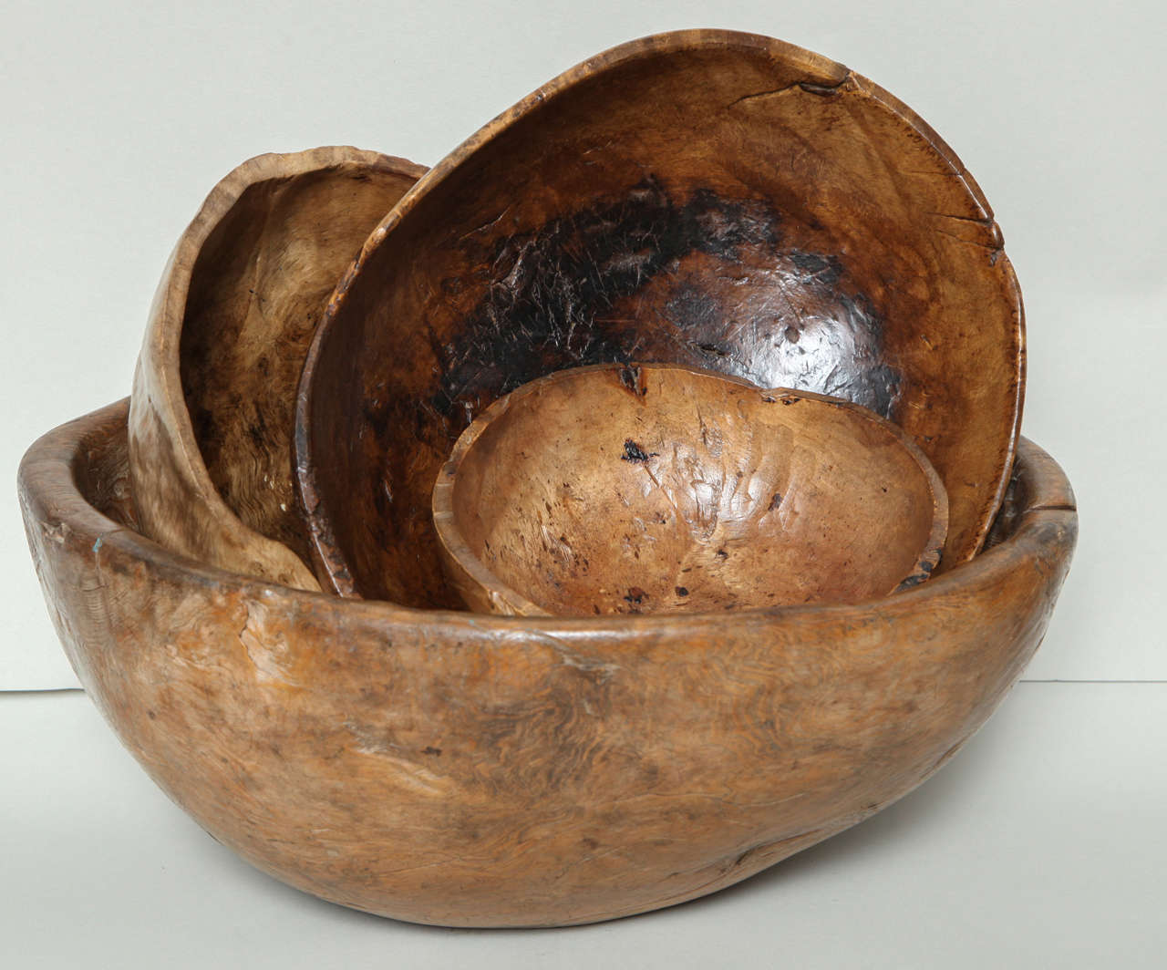Collection of Swedish Burl Bowls In Excellent Condition In Greenwich, CT