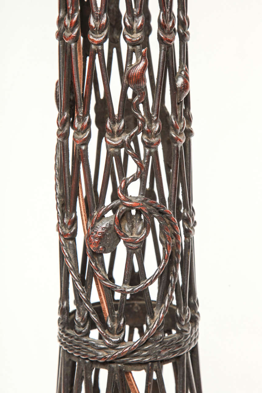 Cast Bronze Fish Trap Floor Lamp 4