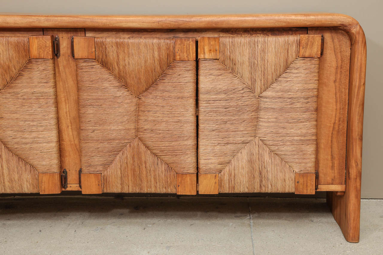 French Walnut Credenza with Woven Rush Doors 1