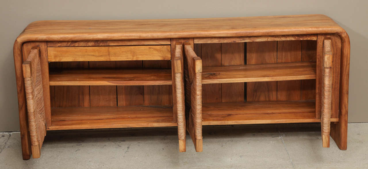 French Walnut Credenza with Woven Rush Doors 3