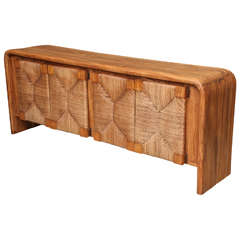 French Walnut Credenza with Woven Rush Doors