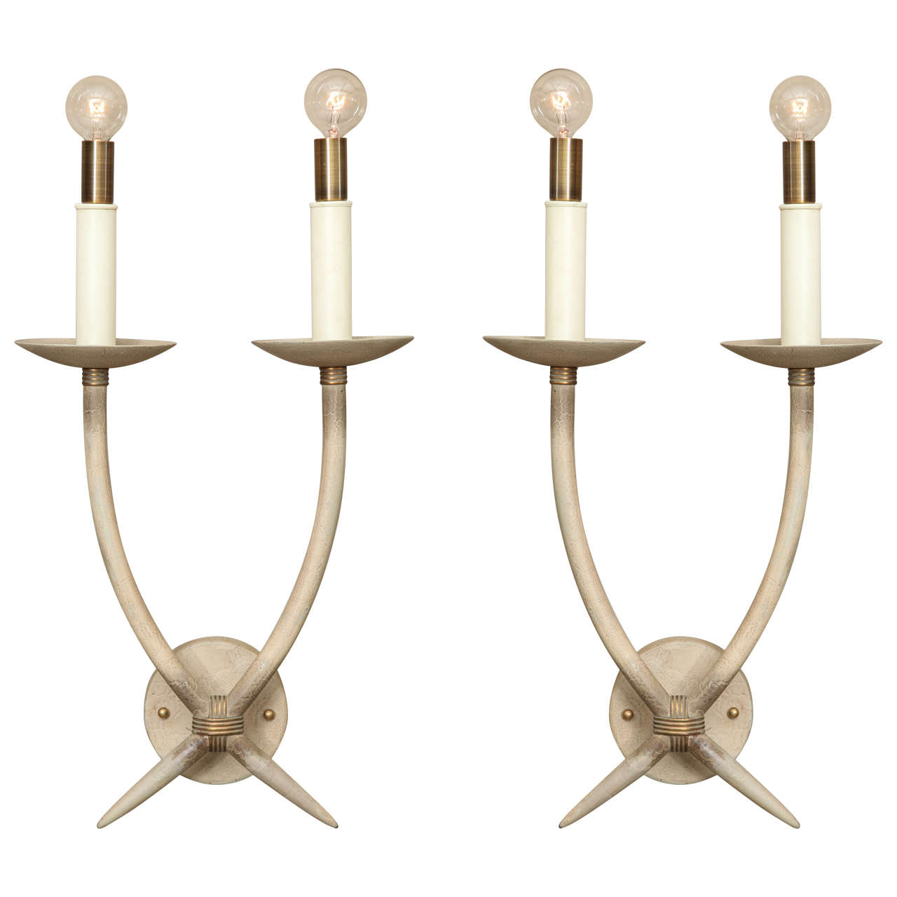 Pair of Large Horn-Shaped Sconces For Sale