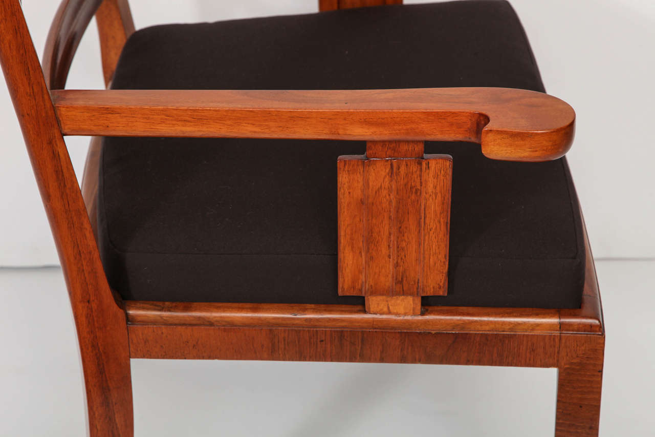 Linen Swedish Walnut Armchair Attributed to Erik Chambert For Sale