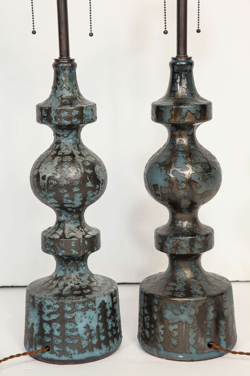 Pair of Large German Mid-Century Ceramic Lamps 4