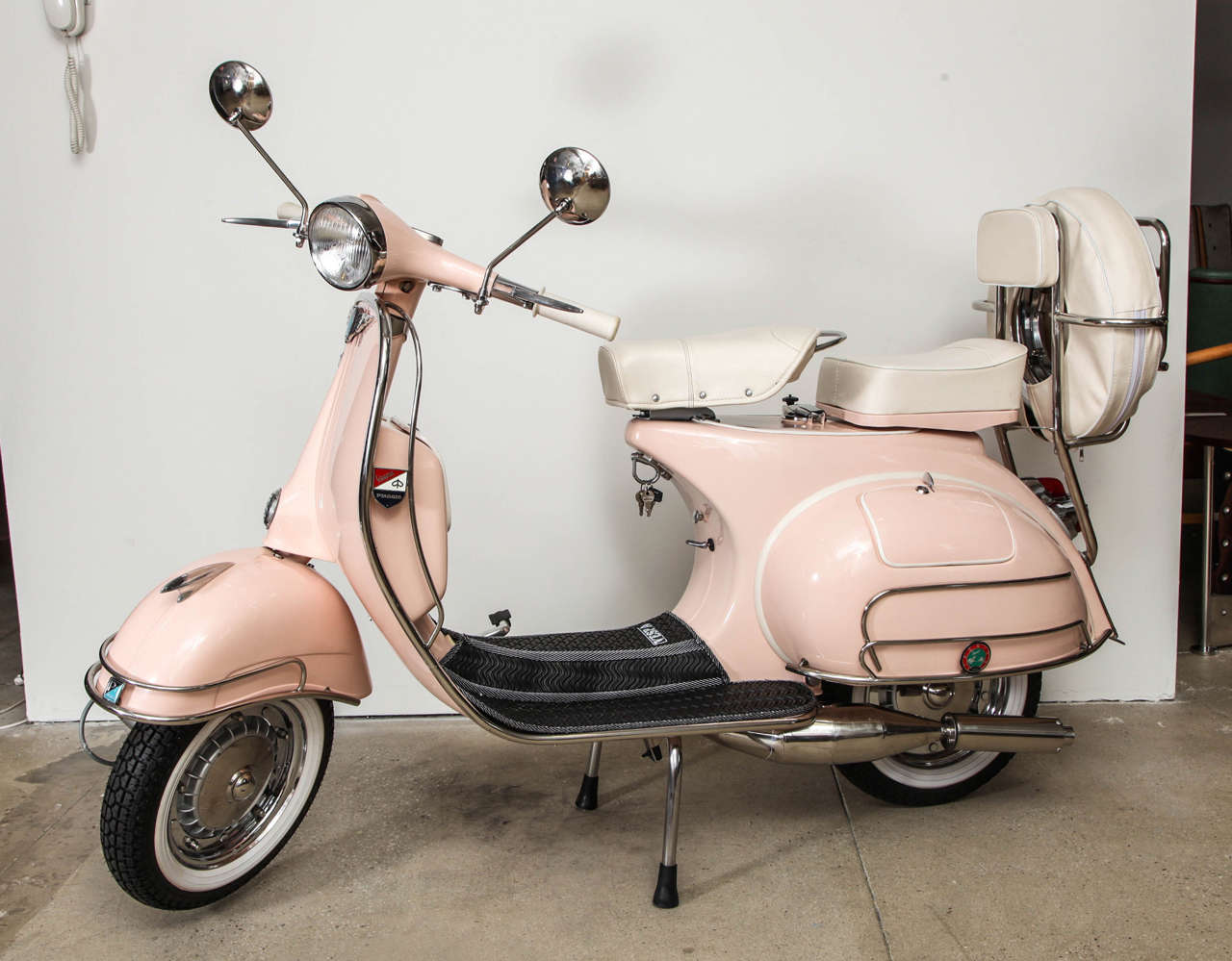 Fully Restored 1963 Pink with White Leather Vintage Italian, Piaggio Vespa  at 1stDibs | light pink vespa, vintage pink vespa, pink vintage vespa