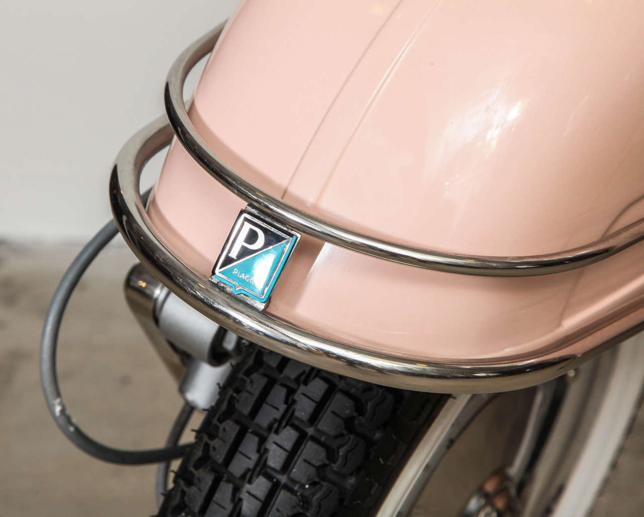 Mid-Century Modern Fully Restored 1963 Pink with White Leather Vintage Italian, Piaggio Vespa