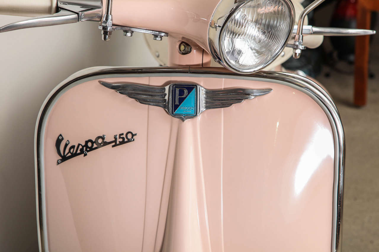 20th Century Fully Restored 1963 Pink with White Leather Vintage Italian, Piaggio Vespa