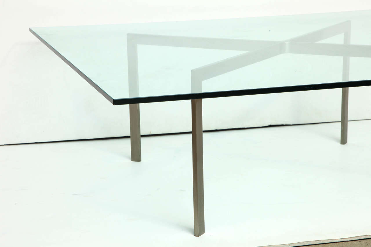 Barcelona Style, Nicos Zographos Steel and Glass Coffee Table For Sale 1