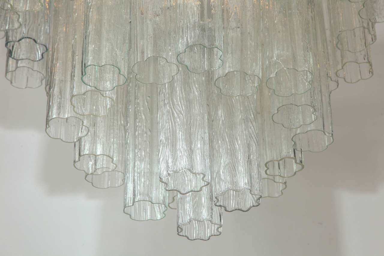 Venini Four-Tier Tronchi Tube Chandelier In Excellent Condition In New York, NY