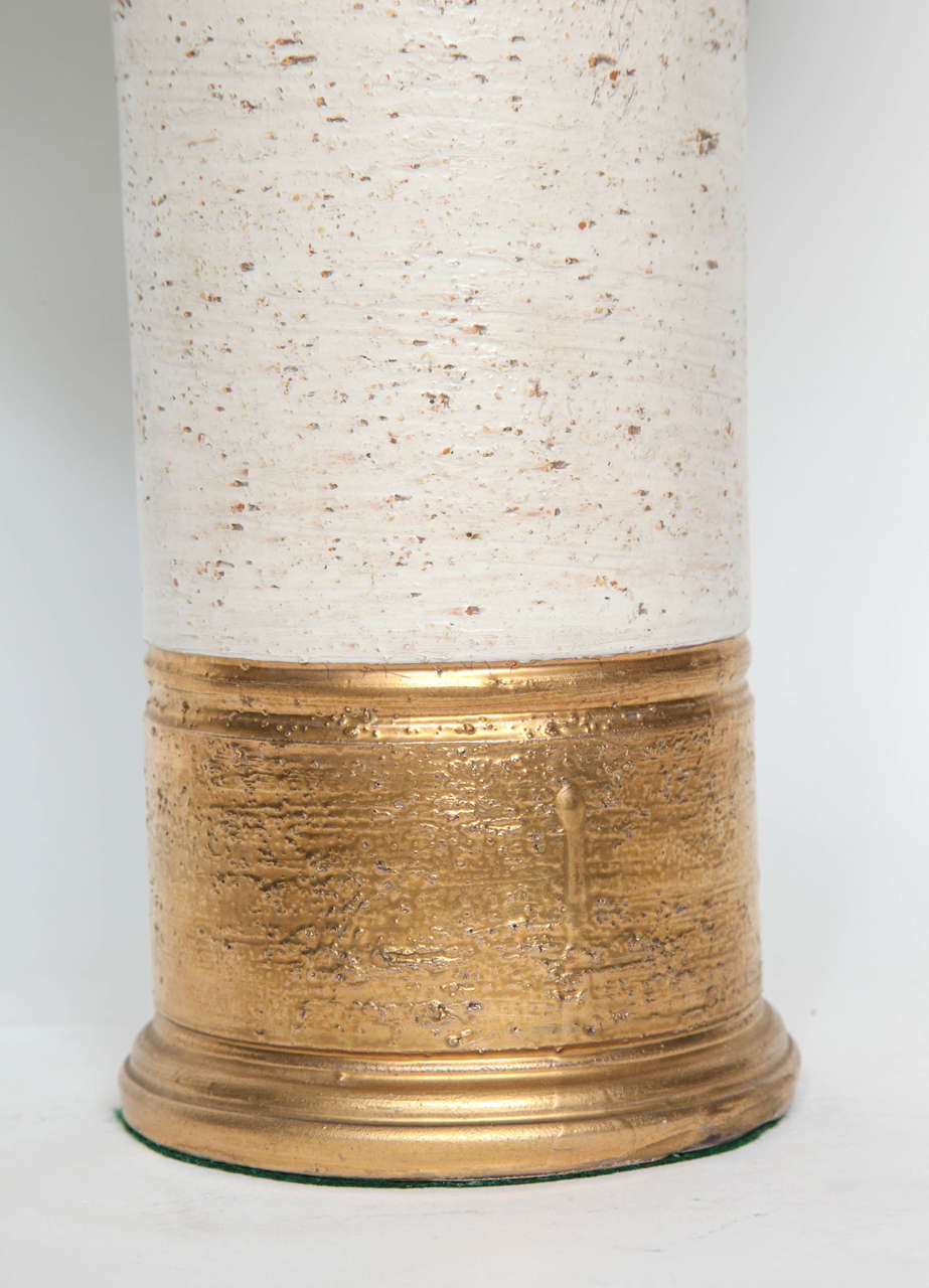 Scandinavian Modern Bitossi Gold and Off White Glazed Lamps For Sale