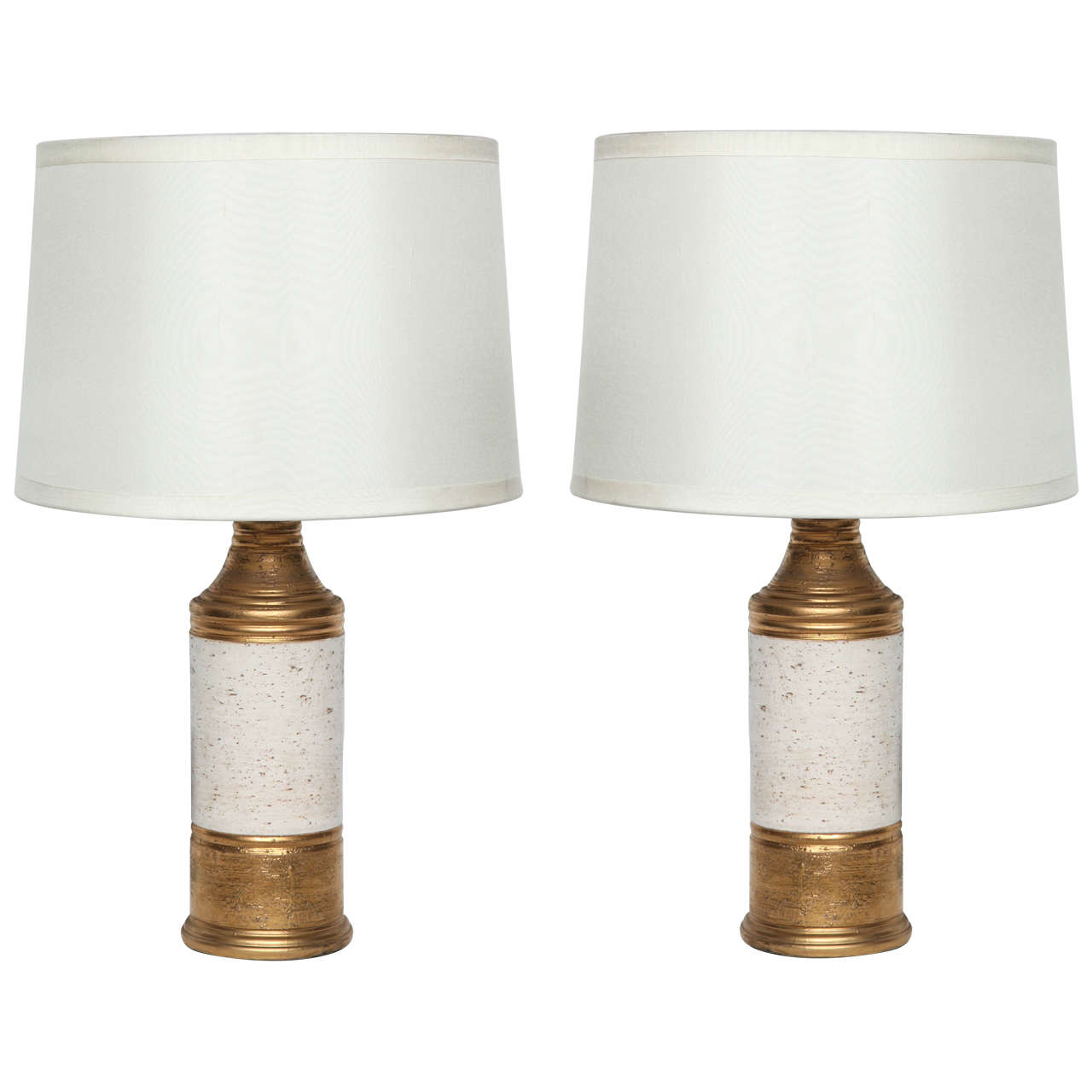 Bitossi-Lampen in Gold und Off White glasiert