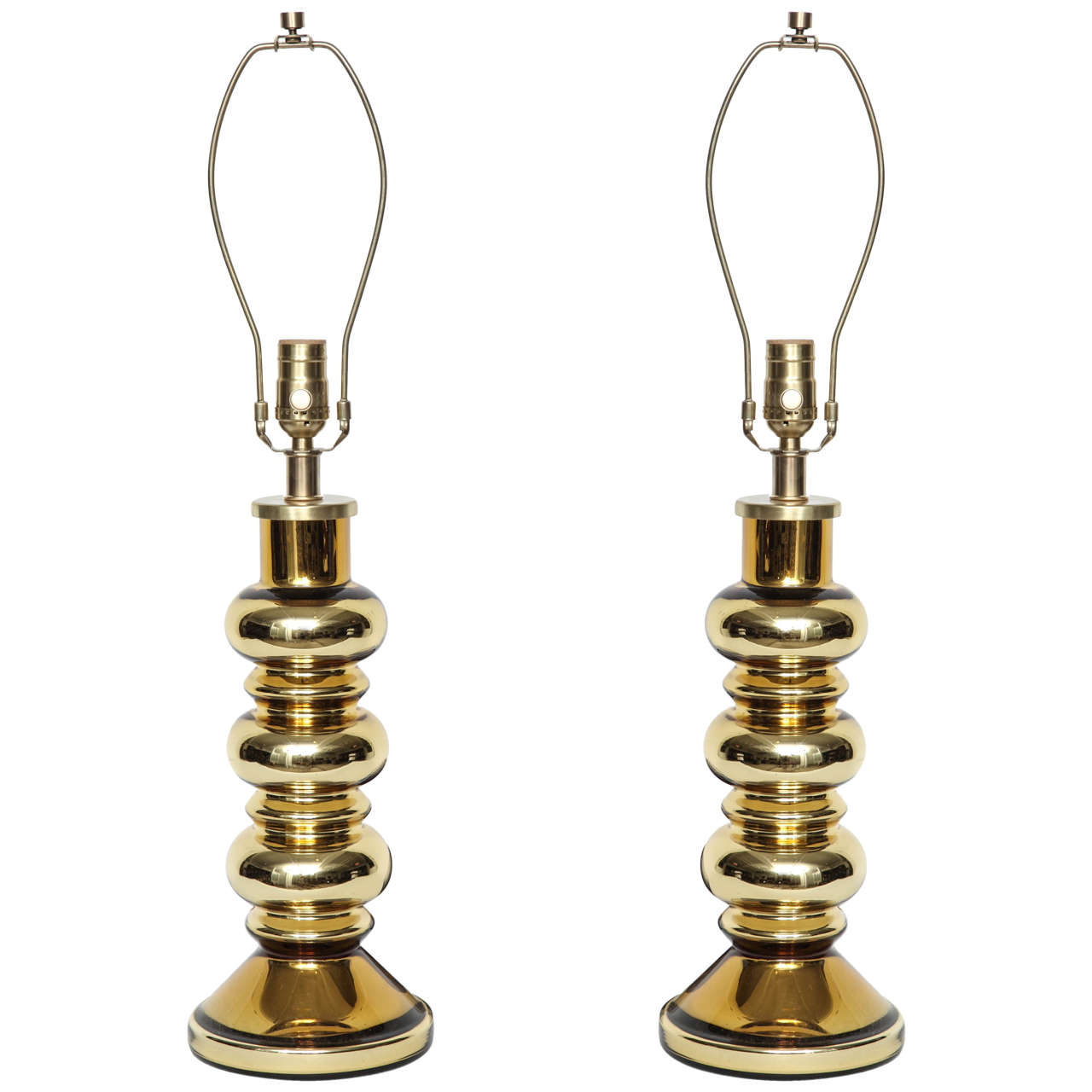 Johansfors Swedish Modern Gold Mercury Glass Lamps