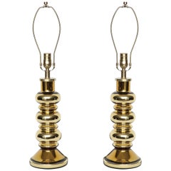 Johansfors Swedish Modern Gold Mercury Glass Lamps