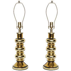 Swedish Modern Gold Glass Lamps by Johanfors 3