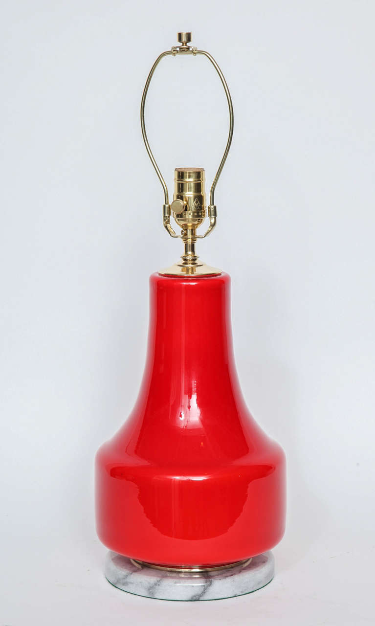 20th Century Poppy Red Murano Glass Lamps by Vistosi
