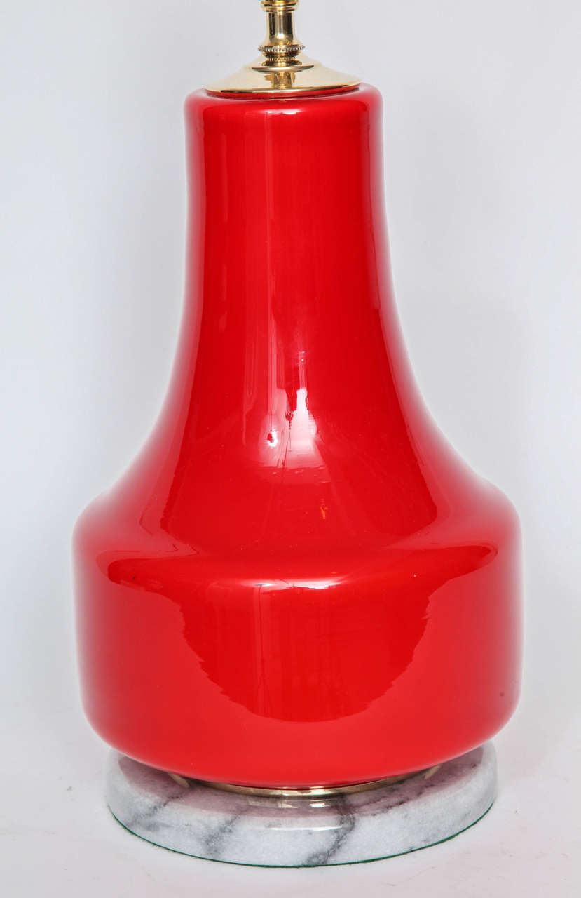 Poppy Red Murano Glass Lamps by Vistosi 1