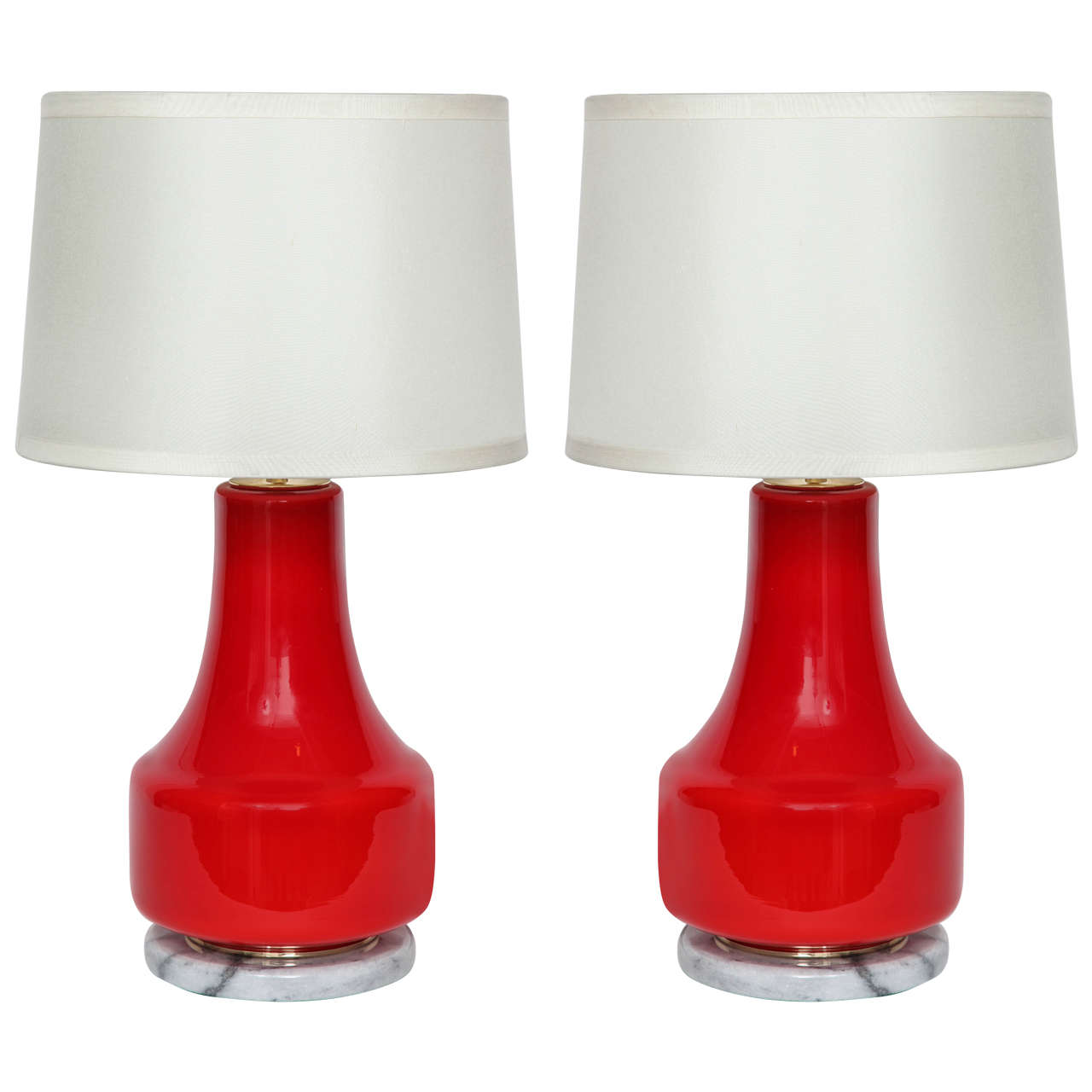 Poppy Red Murano Glass Lamps by Vistosi