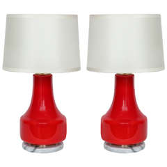 Poppy Red Murano Glass Lamps by Vistosi 5