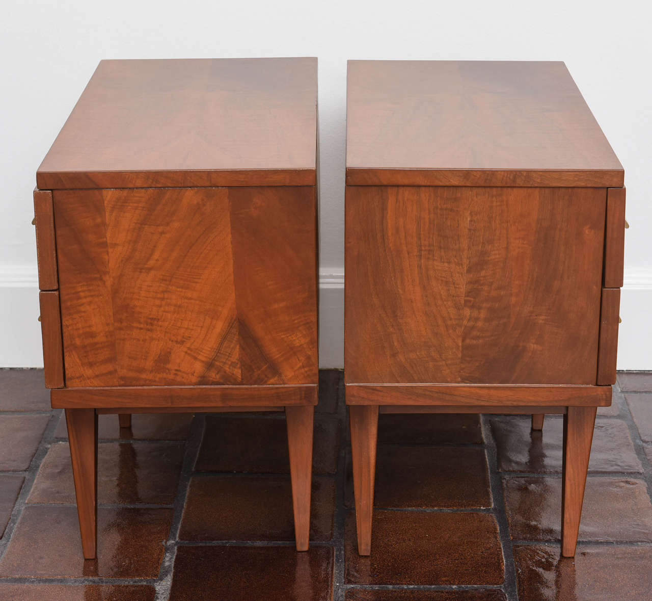 Italian Mahogany and Brass Side Tables For Sale 3