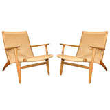 Pair of Original CH25 Easy Chairs by Hans Wegner