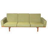 Teak and Green Sofa by Hans Wegner