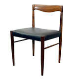 Set of 6 Rosewood and Black Leather Dining Chairs by HW Klein