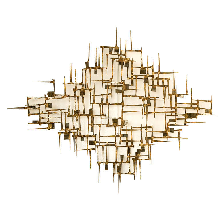 Geometric Brass and Metal Abstract Wall Sculpture at 1stDibs
