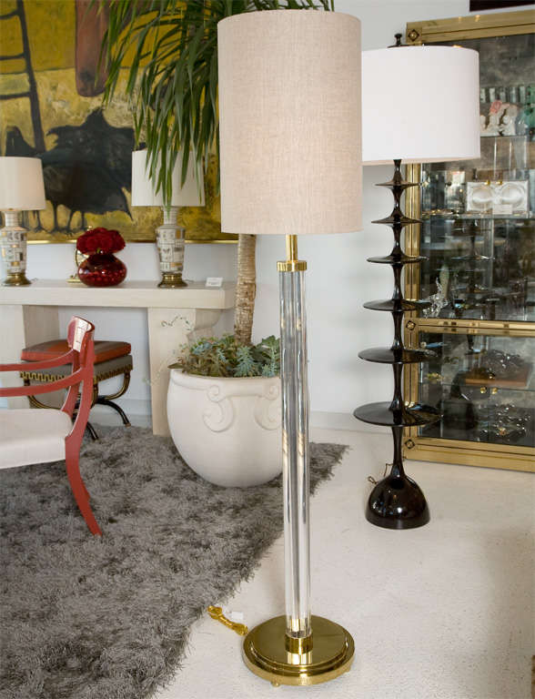 Pair of Vintage Brass and Lucite Rod Floor Lamps at 1stdibs