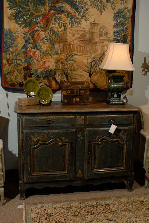 Antique Metal Painted Box from Normandy