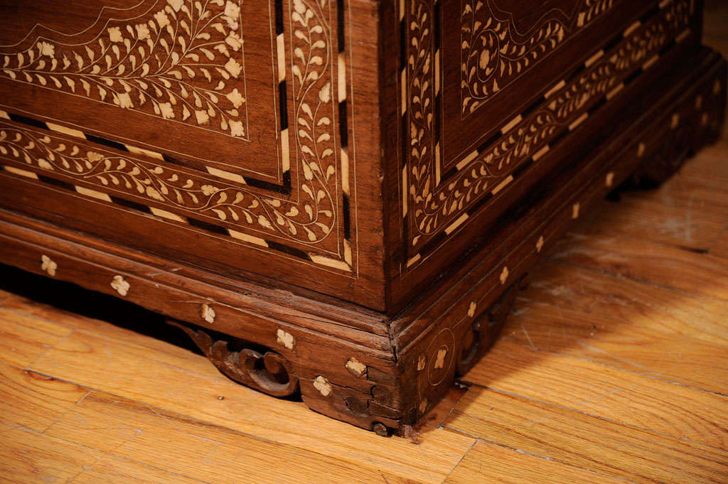 Bone Inlaid Teak Cash Box Trunk
