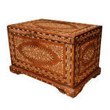 Bone Inlaid Teak Cash Box Trunk