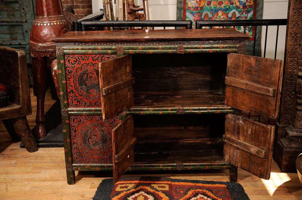 19th Century Monastery Chest , Embossed painting, depicting the  Phoenix For Sale