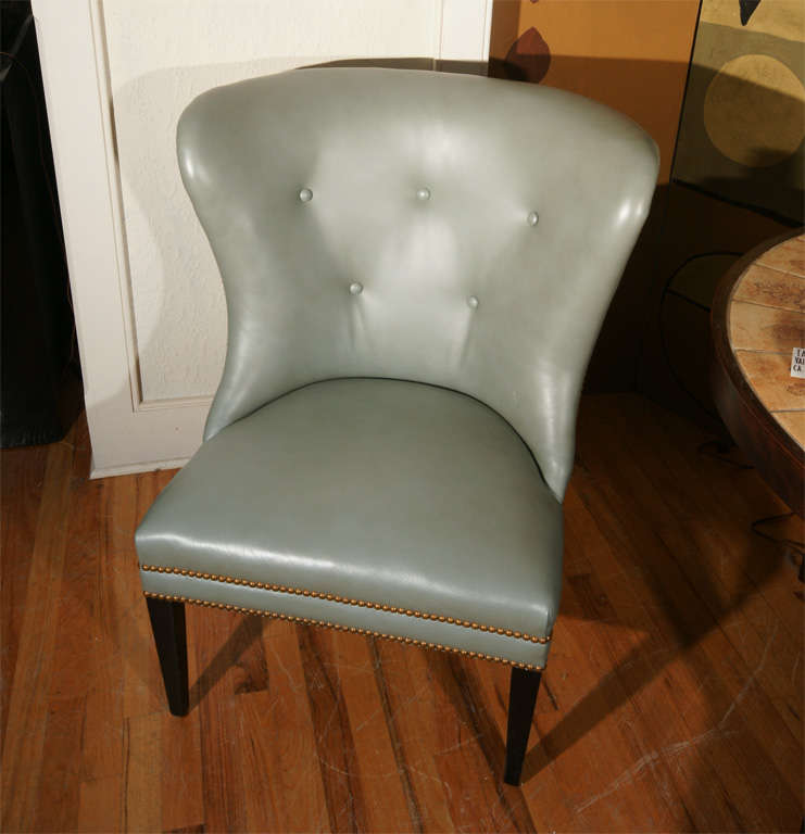 Stunning Robin's Egg Blue Leather Chair
